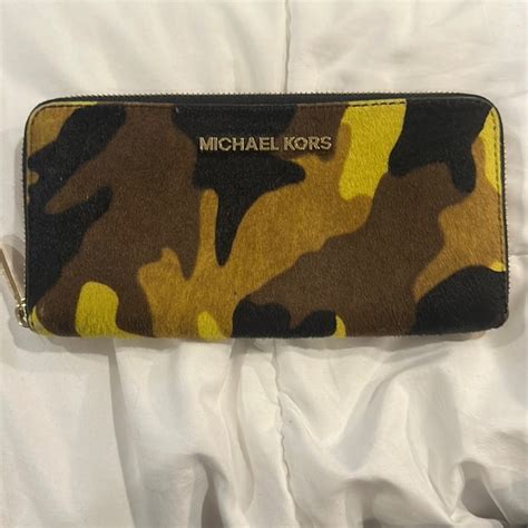 michael kors camo calf hair wallet|Jet Set Travel Large Camouflage Print Calf Hair  .